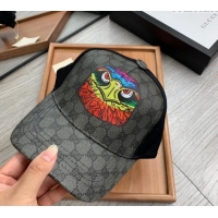 Best Grade Gucci GG Canvas Baseball Hat with Eagle Print 0403 Black 2024