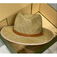 Top Quality Gucci Horsebit Straw Wide Brim Hat 0514 Brown 2024