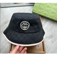 Spot Cheap Gucci GG Canvas Bucket Hat with Interlocking G 0514 Black 2024