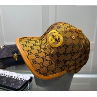 New Fashion Gucci GG Canvas Baseball hat with Interlocking G 0513 Yellow 2024