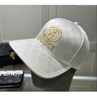 Luxury Cheap Gucci GG Canvas Baseball hat with Interlocking G 0513 White 2024