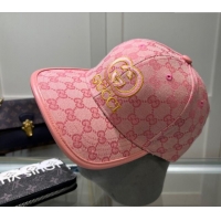 Inexpensive Gucci GG Canvas Baseball hat with Interlocking G 0513 Light Pink 2024