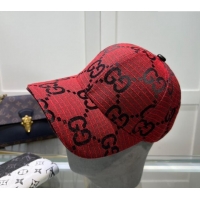 Famous Brand Gucci Maxi GG Canvas Baseball Hat 051302 Red 2024