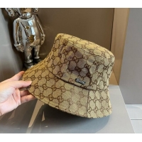 Original Cheap Gucci GG Canvas Bucket Hat 061907 Apricot 2024