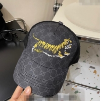 Buy Crafted Gucci GG Canvas Tiger Baseball Hat 0823 Black 2024