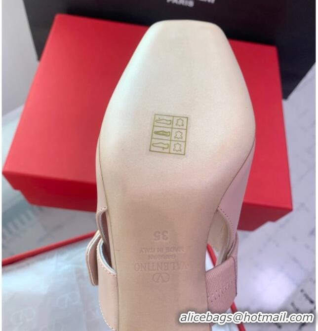 1:1 aaaaa Valentino VLogo Locker Mary-Janes Slingback Pumps 6cm in Calfskin Light Pink 725029