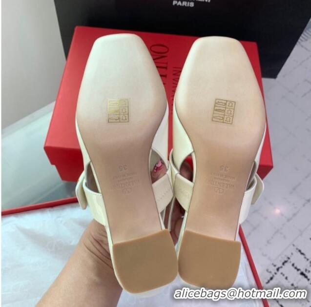 Discount Valentino VLogo Locker Mary-Janes Slingback Pumps 6cm in Patent Leather White 725031