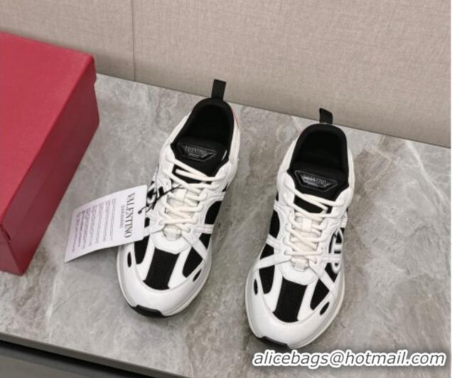 Good Quality Valentino Men's VLogo Easyjog Low-top Sneakers in Calfskin and Fabric White/Black 725034