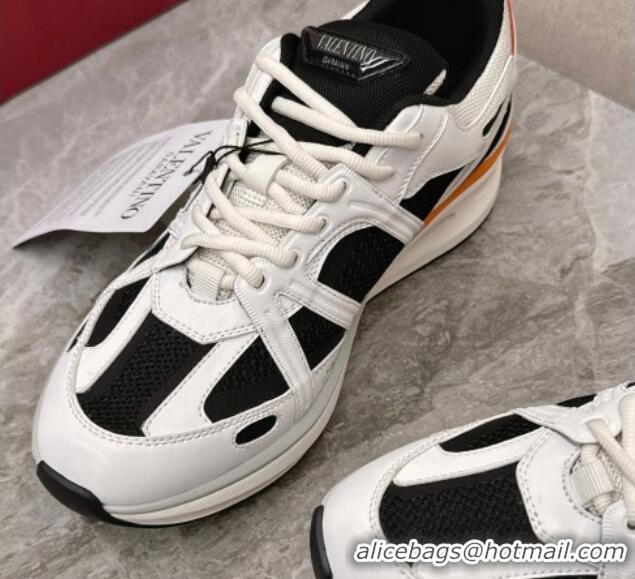 Good Quality Valentino Men's VLogo Easyjog Low-top Sneakers in Calfskin and Fabric White/Black 725034