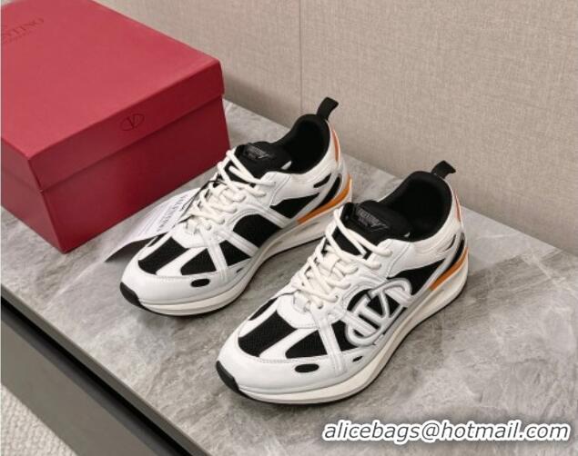 Good Quality Valentino Men's VLogo Easyjog Low-top Sneakers in Calfskin and Fabric White/Black 725034