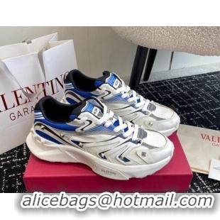 Good Looking Valentino Men's Rockstud True Act Sneakers in Knit Mesh White/Blue 812127