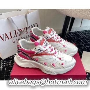 Top Design Valentino Men's Rockstud True Act Sneakers in Knit Mesh White/Pink 812130