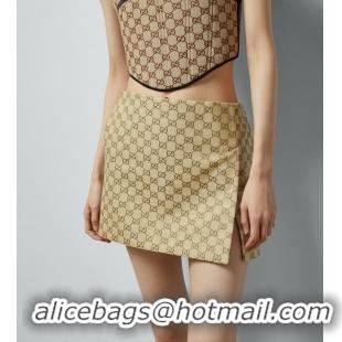 Top Quality GUCCI GG Glitter Canvas Skirt G5789 Beige