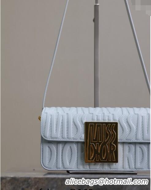 Top Quality Dior Miss Dior Flap Bag in Quilted Miss Dior Allover Calfskin DR2610 Light Blue 2024