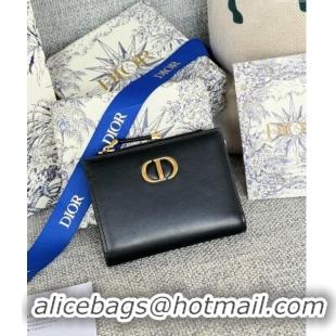 Top Quality Dior 30 Montaigne Dahlia Wallet in Calfskin S5173 Black 2024