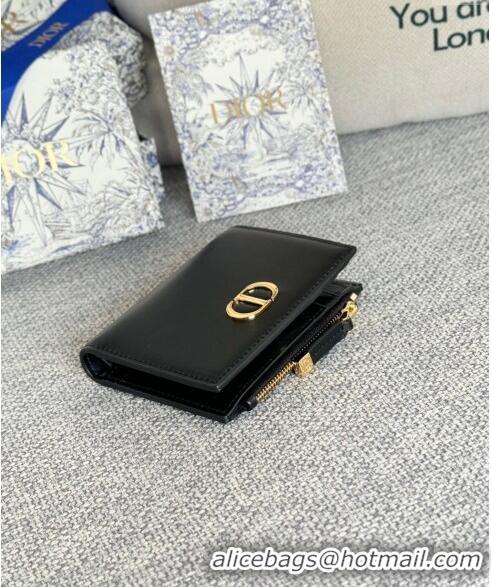 Top Quality Dior 30 Montaigne Dahlia Wallet in Calfskin S5173 Black 2024