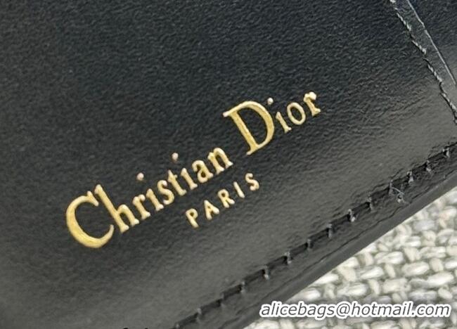 Top Quality Dior 30 Montaigne Dahlia Wallet in Calfskin S5173 Black 2024