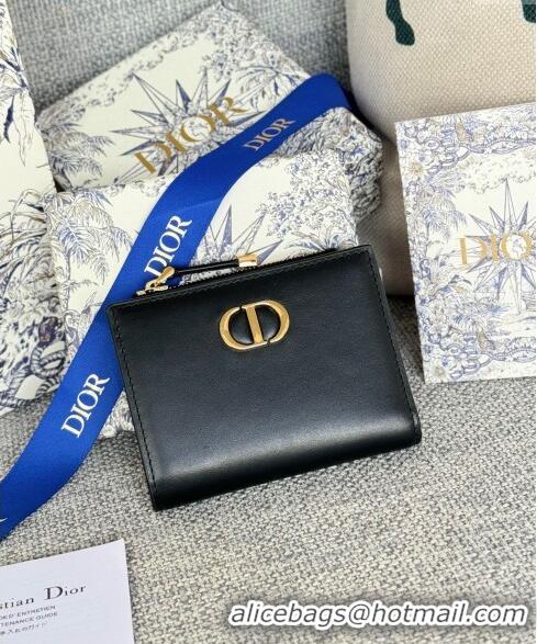 Top Quality Dior 30 Montaigne Dahlia Wallet in Calfskin S5173 Black 2024