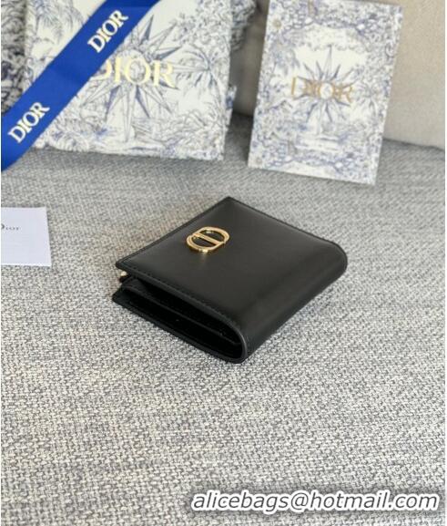 Top Quality Dior 30 Montaigne Dahlia Wallet in Calfskin S5173 Black 2024