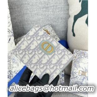 Famous Brand Dior 30 Montaigne Dahlia Wallet in Dior Oblique Jacquard S5173 Grey 2024