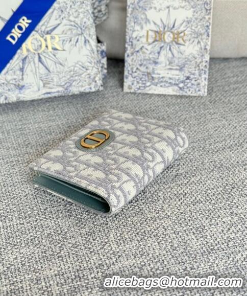 Famous Brand Dior 30 Montaigne Dahlia Wallet in Dior Oblique Jacquard S5173 Grey 2024