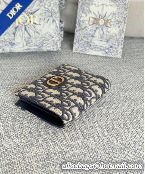 Promotional Dior 30 Montaigne Dahlia Wallet in Dior Oblique Jacquard S5173 Blue 2024