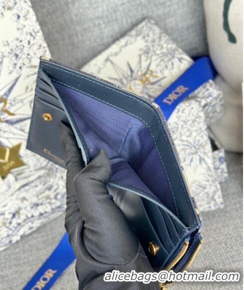 Promotional Dior 30 Montaigne Dahlia Wallet in Dior Oblique Jacquard S5173 Blue 2024