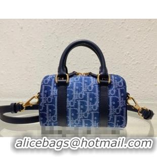 Best Price Dior Groove 16 Mini Boston Bag in Oblique CD2348 Denim Blue 2024