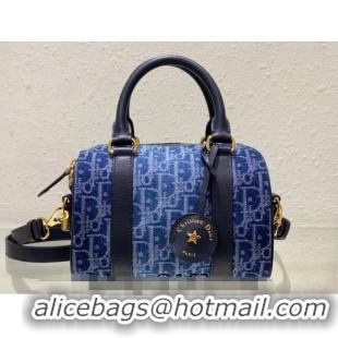 Grade Design Dior Groove 20 Boston Bag in  Oblique CD2348 Denim Blue 2024