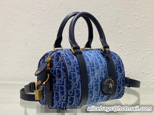 Grade Design Dior Groove 20 Boston Bag in  Oblique CD2348 Denim Blue 2024