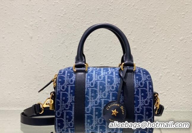 Grade Design Dior Groove 20 Boston Bag in  Oblique CD2348 Denim Blue 2024