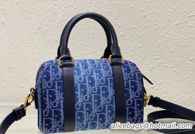 Grade Design Dior Groove 20 Boston Bag in  Oblique CD2348 Denim Blue 2024