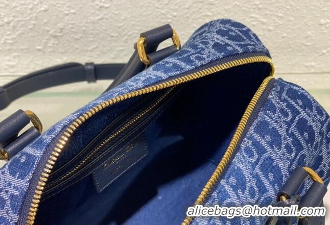 Super Quality Dior Groove 25 Boston Bag in Oblique CD2348 Denim Blue 2024