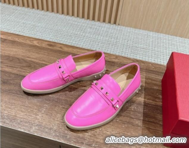 Low Price Valentino Leisure Flows Rockstud Loafers in Leather Pink 812137