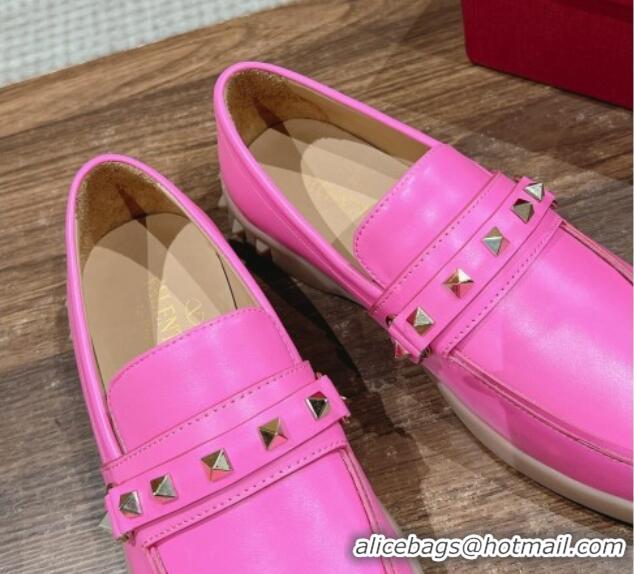 Low Price Valentino Leisure Flows Rockstud Loafers in Leather Pink 812137