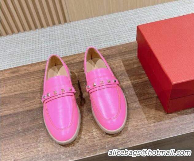 Low Price Valentino Leisure Flows Rockstud Loafers in Leather Pink 812137