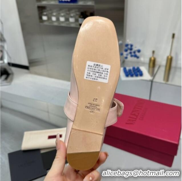 Best Grade Valentino VLogo Locker Mary-Jane Ballerina in Patent Calfskin Nude Pink 082806