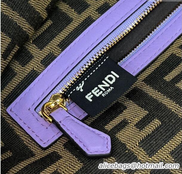 Buy Discount Fendi Medium Baguette bag in Raffia FF Straw 8273B Light Purple 2024