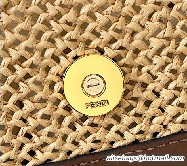 Best Price Fendi Baguette Mini bag in Raffia Straw and Brown Leather 8666S 2024