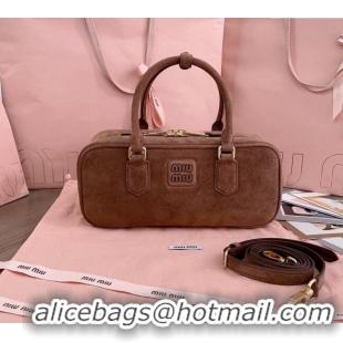 Reasonable Price Miu Miu Arcadie Suede top handle bag 5BB148 Brown 20243