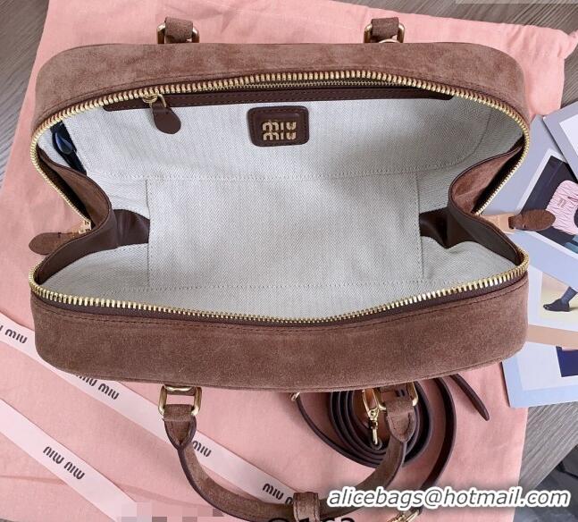 Reasonable Price Miu Miu Arcadie Suede top handle bag 5BB148 Brown 20243