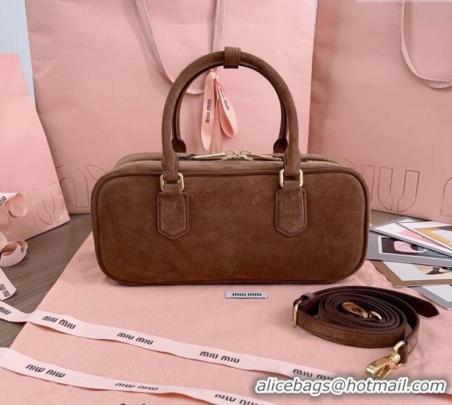 Reasonable Price Miu Miu Arcadie Suede top handle bag 5BB148 Brown 20243