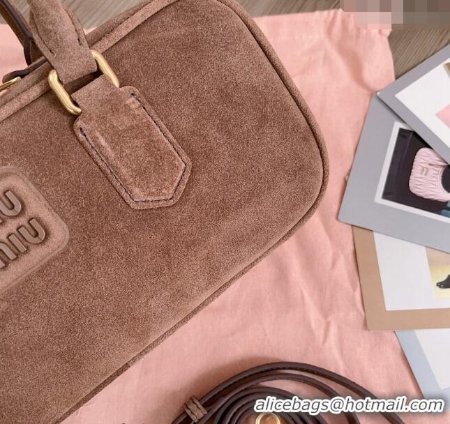 Reasonable Price Miu Miu Arcadie Suede top handle bag 5BB148 Brown 20243