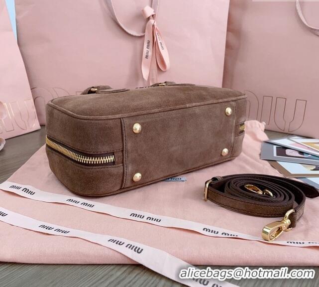 Reasonable Price Miu Miu Arcadie Suede top handle bag 5BB148 Brown 20243