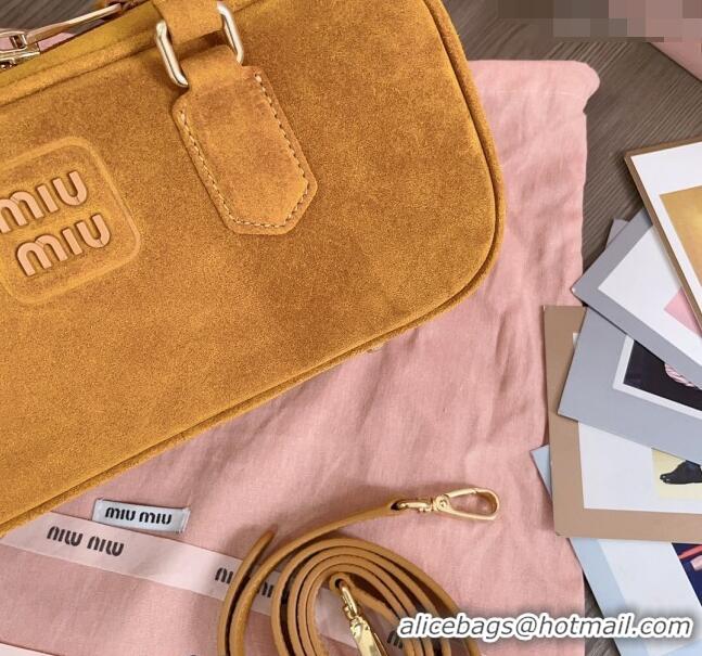 Top Grade Miu Miu Arcadie Suede top handle bag 5BB148 Yellow 2024