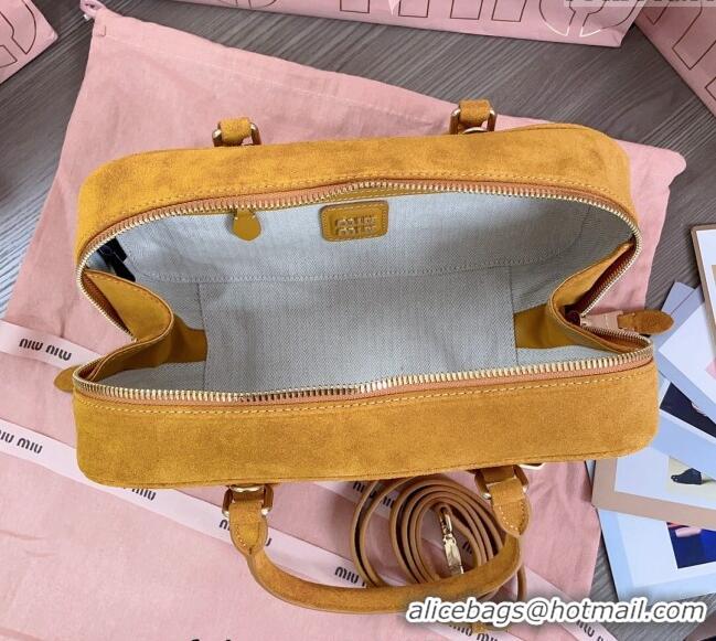 Top Grade Miu Miu Arcadie Suede top handle bag 5BB148 Yellow 2024