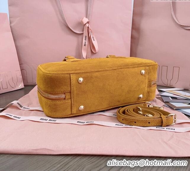 Top Grade Miu Miu Arcadie Suede top handle bag 5BB148 Yellow 2024