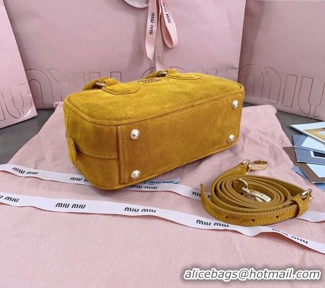 Inexpensive Miu Miu Arcadie Suede top handle bag 5BB142 Yellow 2024