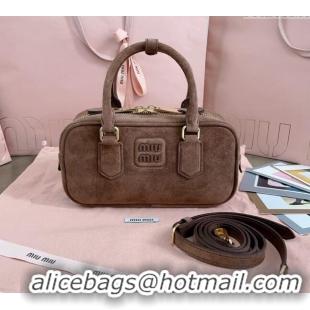 Unique Style Miu Miu Arcadie Suede top handle bag 5BB142 Brown 2024