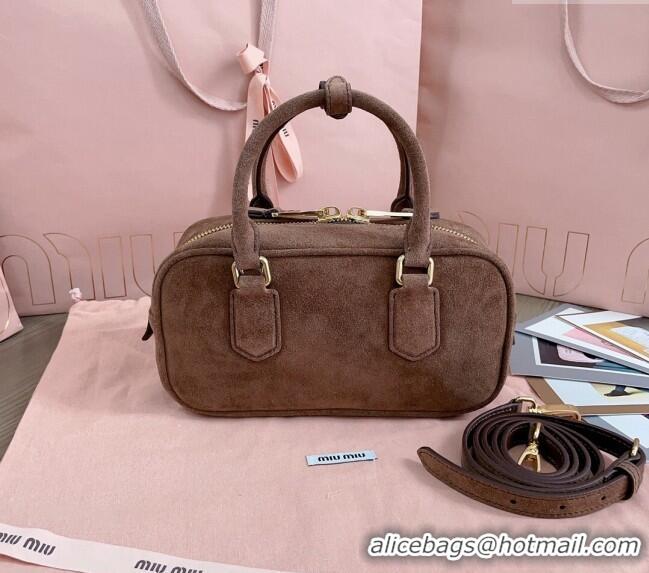 Unique Style Miu Miu Arcadie Suede top handle bag 5BB142 Brown 2024